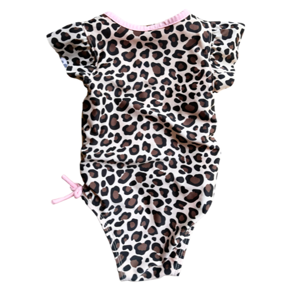 Cat & Jack Baby Girl Swimsuit Leopard Print Pink trim Sz 18 months